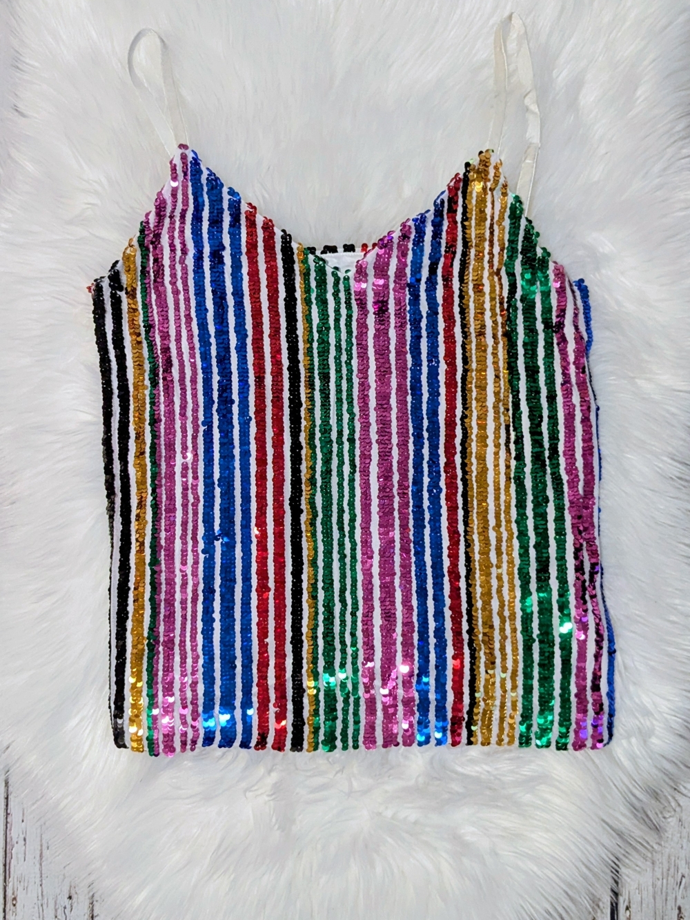 INC  Multicolor Sequined Stripe Tank